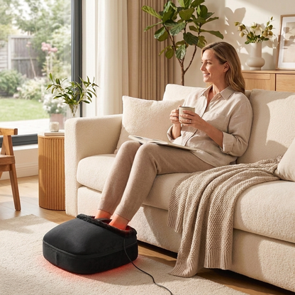 Plush Shiatsu Foot Warmer with Heat and Kneading Rollers - in use