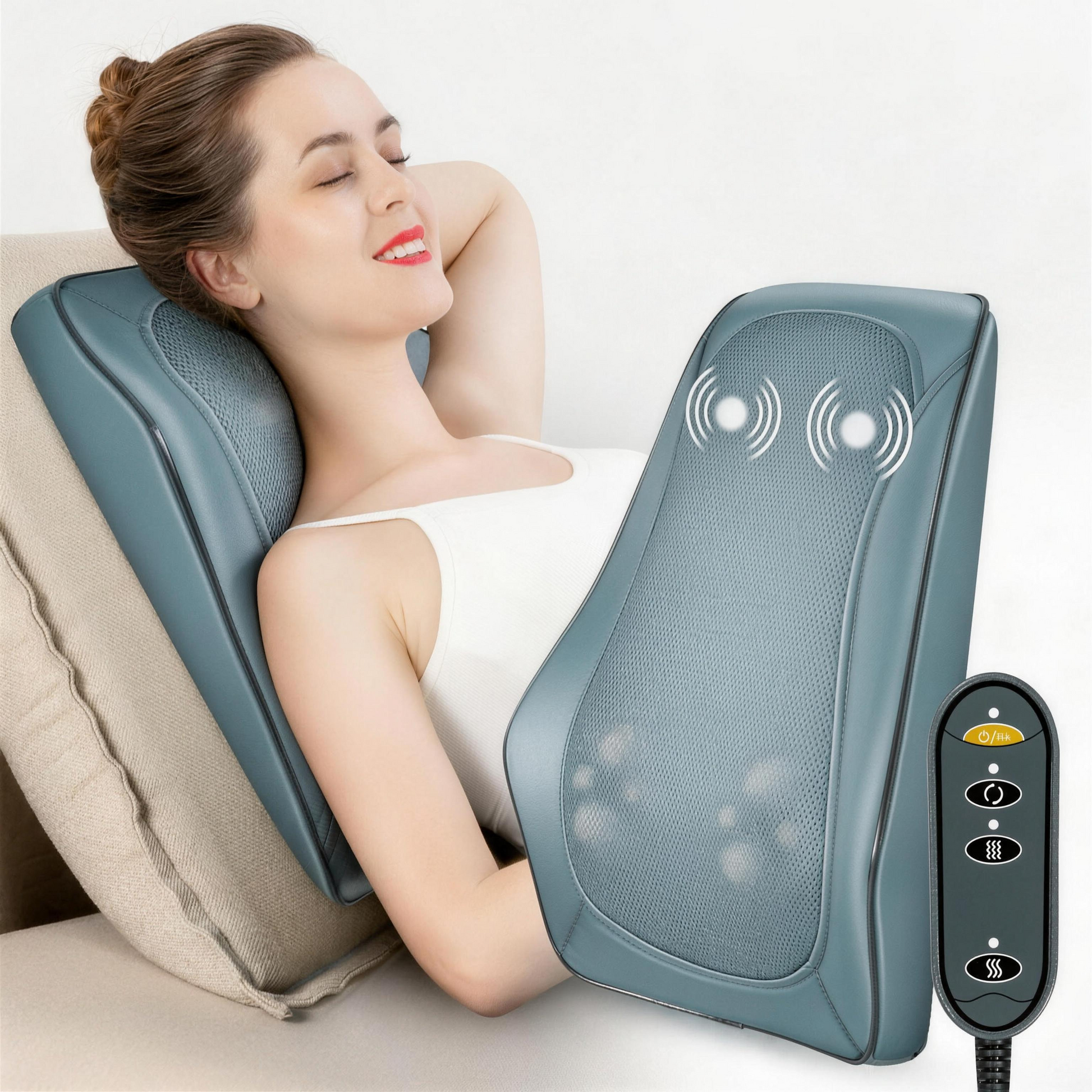 3D Shiatsu Deep Kneading Back & Neck Massage Cushion - Blue