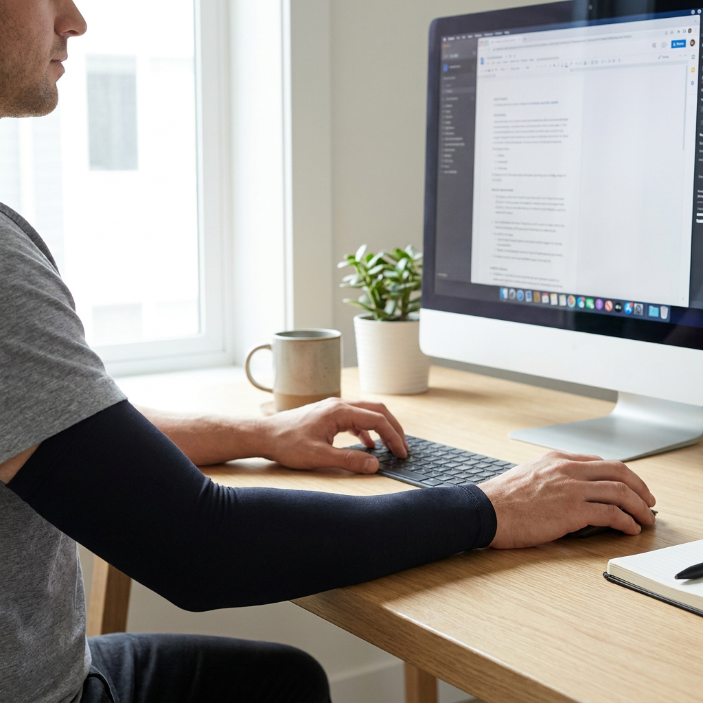 Sollievo Everyday Compression Sleeve, Desk Lifestyle