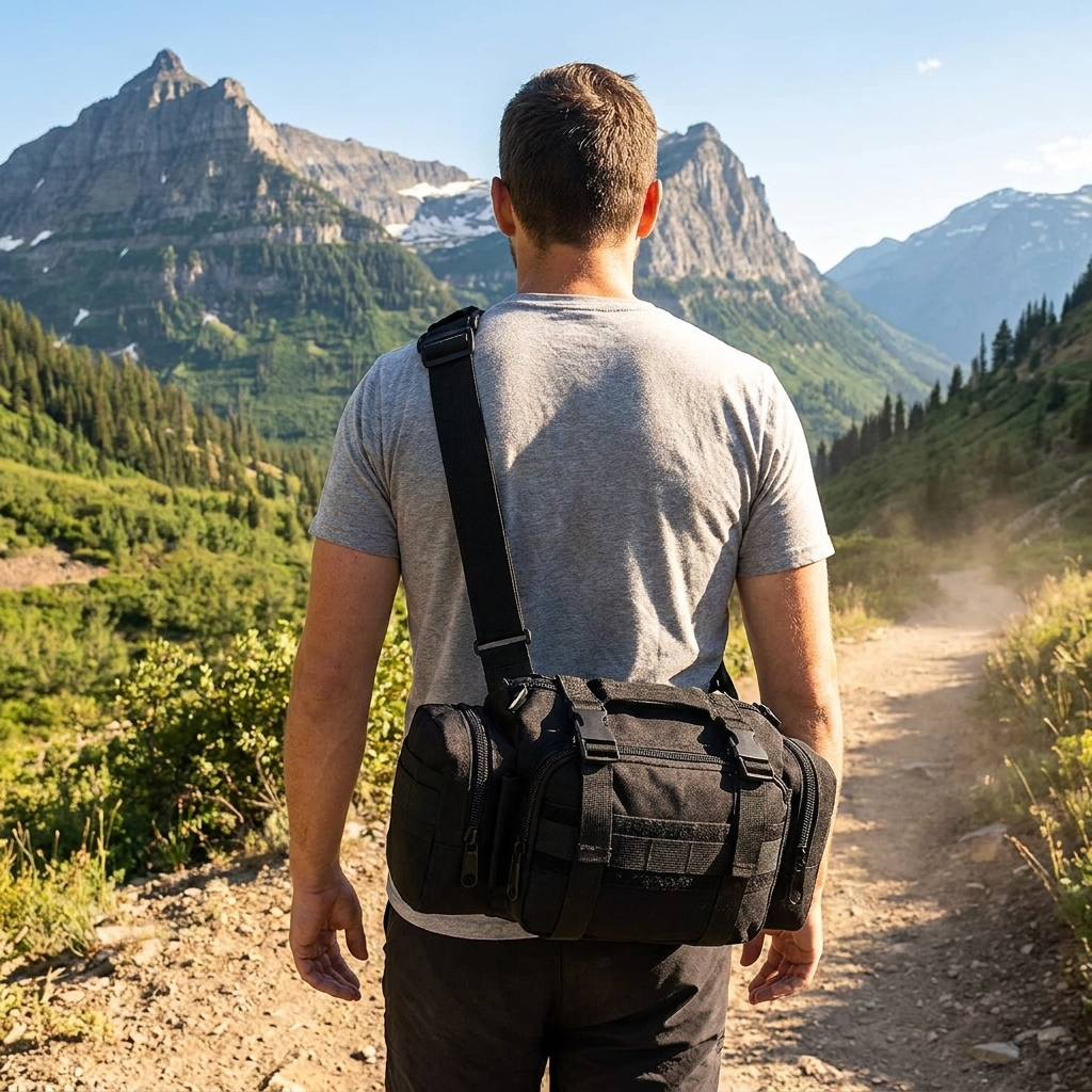 Sollievo Multifunctional Outdoor Waist Bag - Black, hiking lifestyle