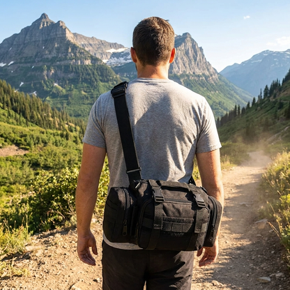 Sollievo Multifunctional Outdoor Waist Bag - Black, hiking lifestyle