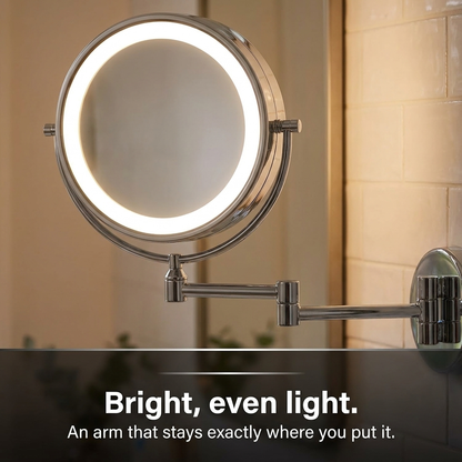 Sollievo LED Magnifying Mirror - Bright even light, stays in place