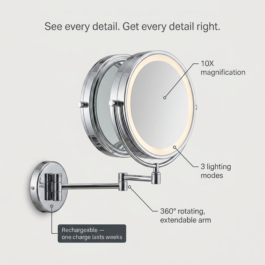 Sollievo LED Magnifying Mirror - Specs and evidence