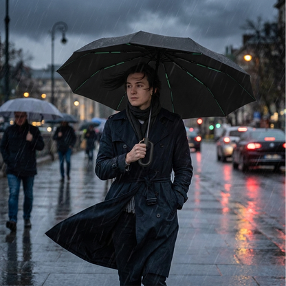 Sollievo Stormproof Umbrella - Black, in use