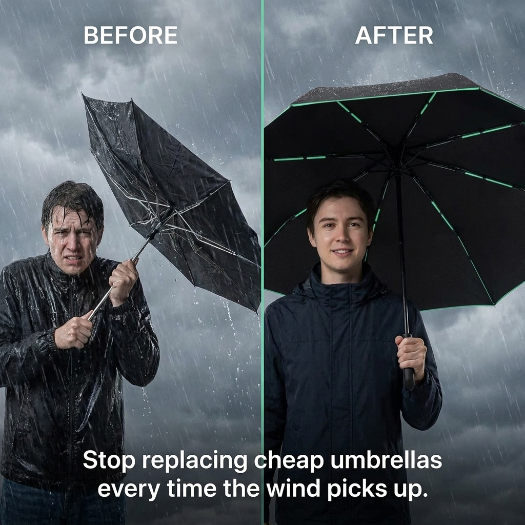 Sollievo Stormproof Umbrella - Before and After