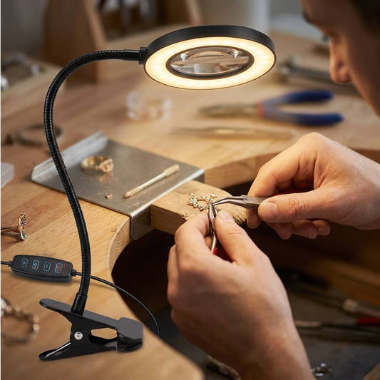 Sollievo LED Hands Free Magnifying Glass - in use