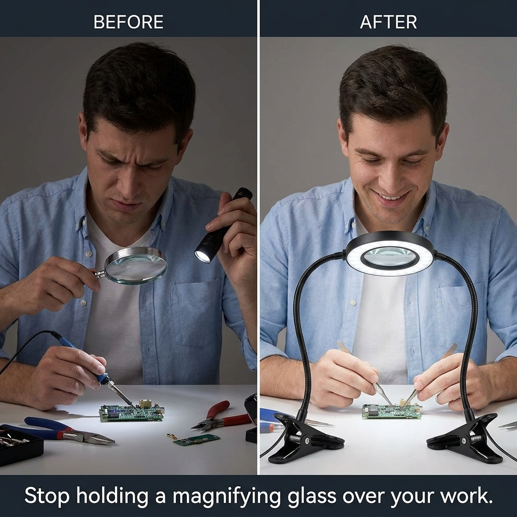 Sollievo LED Magnifying Glass - Before and After