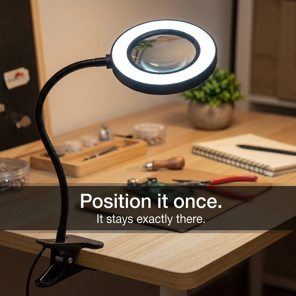 Sollievo LED Magnifying Glass - Position it once