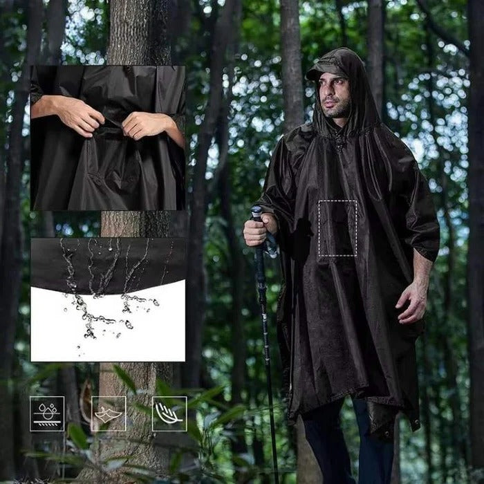 Sollievo Packable Rain Poncho for Outdoor Coverage