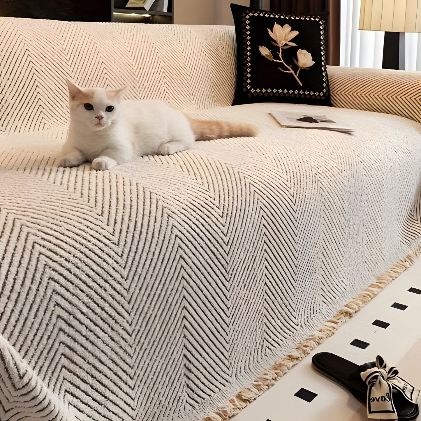 Sollievo Herringbone Sofa Throw Cover