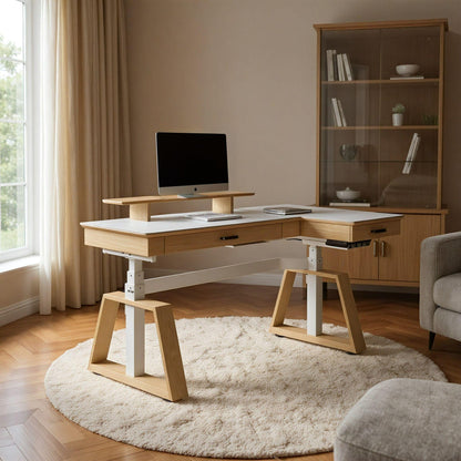 Sollievo Ark Pro L-Shaped Standing Desk (Sintered Stone, 63x23)